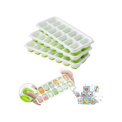 China Sustainable Hot Selling Reusable Amazon Bpa Free Silicone 14 Cavities Ice Mold Honeycomb Ice Cube Tray With Lids for sale