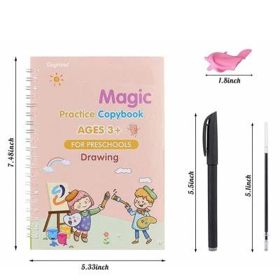 China Magnetic Number Alphabet Drawing Reusable Handwiriting 4pcs Dipped Magic Practice Notebook for Kids with Pens for sale