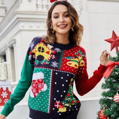 China 2021 Anti-wrinkle Women's Clothing Fall Winter Sweater Snowflake Knitted Tops Ladies Ugly Christmas Sweater for sale