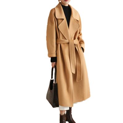 China Winter Loose Thick Waterproof Double Sided Cashmere Wool Long Woolen Fashion Women Coat for sale