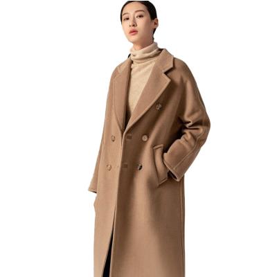 China 2021 Winter Fall Cashmere Double Breasted Coat Mid Length Waterproof Woolen Women Coat for sale