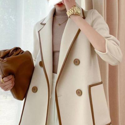 China Waterproof 2021 Winter New Style Suit Lapel Fashion Double Sided Coat Woolen Women for sale