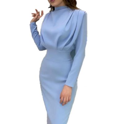 China 2021 Fall Winter Ladies Anti-Static Wholesale Fashion Dress Long Sleeve Elegant Office Casual Career Dresses Women for sale