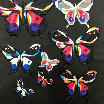 China Other ZD DIY Cartoon Color Butterfly Fabric Clothing Accessories Exquisite Butterfly Embroidery Fabric Stain for sale