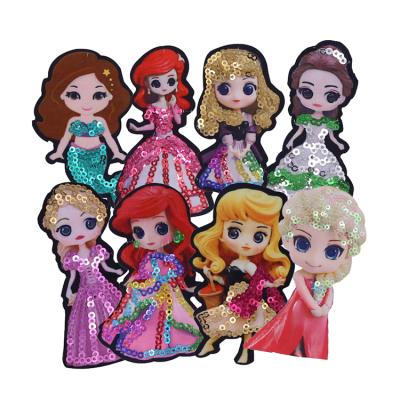 China ZD Handmade Wholesale Children Cartoon Princess Fashionable Clothing Baby Girl Sequin Patch Running Equipment for sale