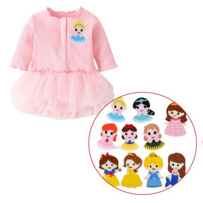 China ZD Amaon Ebay Handmade Hot Sale Baby Clothing Dress Princess Cartoon Patches Embroidery Custom for sale