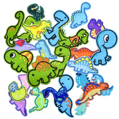 China Other ZD Cartoon Embroidery Dinosaur Cloth Stickers Accessories Clothes Patch Applique With Clothes Patch Hole Adhesive Backing Cloth for sale