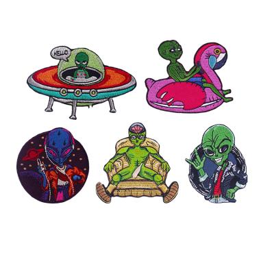 China Other ZD Customized UFO Aliens Embroidered Patches For Clothes for sale