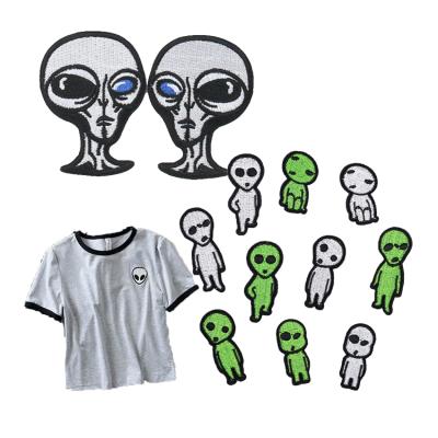 China ZD Other Fashion Coat Shirt Hat Bag Decoration Logo Cartoon UFO Aliens Embroidery Patches Custom for sale