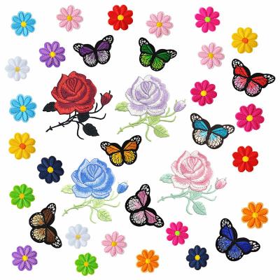 China Other Hot ZD Amazone Embroidery Flower Butterfly Patches, Mini Fashion Animal Flowers Patch For Clothing Bag for sale