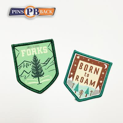 China Viable Custom Woven Badges Patches Landscape 2D Woven Image Patches At Factory Price for sale