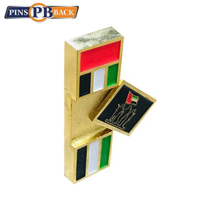 China Custom China Metal Emblem Logo Magnetic Badge Enamel Lapel Flag Arabia Flag Pin for sale