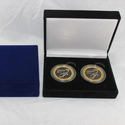 China Europe Velvet Custom Box For Medals Gold Stamping Custom Jewelry Box For Enamel Pin And Coins for sale