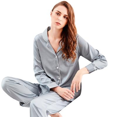 China Sexy Autumn Women Ice Silk Dressing Gown QUICK DRY Cardigan Long Sleeve Pajamas Set Women's Casual Sleepwear for sale