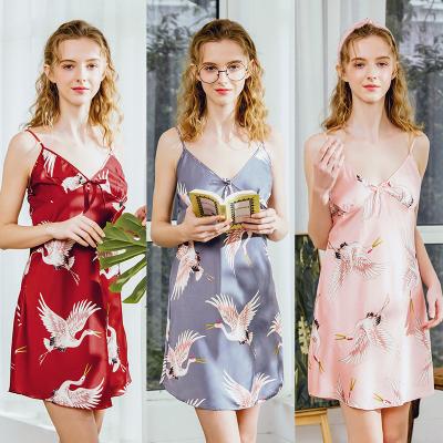 China Wholesale QUICK DRY sexy satin summer sleepwear silk nightgown nightdress for women for sale