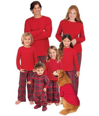 China Family Pijamas Parent-child Family Christmas QUICK-DRY Red Plaid Pajamas Matching Christmas Pajamas Christmas Pajamas for sale