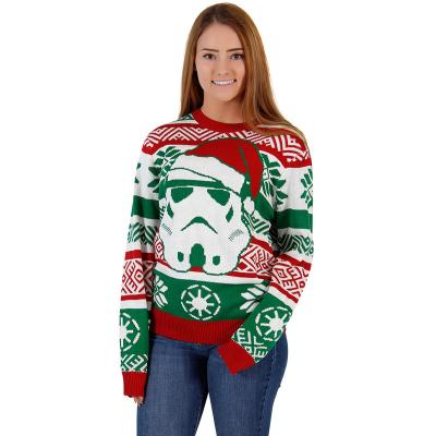 China Anti-wrinkle Santa Print Pullover Couple Men Long Sleeve Clothes Christmas Ugly Women Plus Size Sweaters for sale