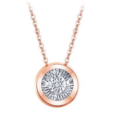 China Hot Sale Fashion Rose Gold Titanium Steel True Diamond Necklace Unique Design Exquisite Workmanship for sale