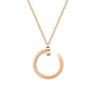 China Exquisite Workmanship High End Listing New Fashion Rose Gold Titanium Steel True Diamond Necklace for sale