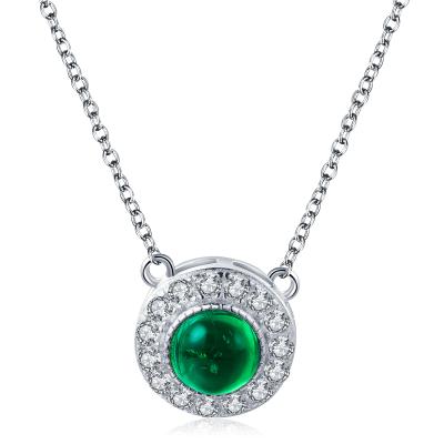 China Exquisite Workmanship Guarantee S925 Sterling Silver Plated 18k Gold Emerald Necklace (With Certificate) for sale