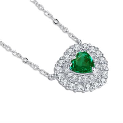 China Latest Design S925 Sterling Silver Plated 18k Gold Emerald Necklace of Exquisite Workmanship (With Certificate) for sale