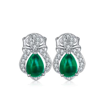 China Workmanship New Good S925 Sterling Silver Plated 18k Gold Exquisite Emerald Earrings Of Interesting Price (With Certificate) for sale