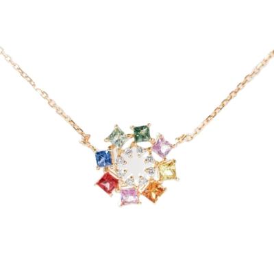 China High Quality Exquisite Workmanship S925 Sterling Silver 18k Gold Plated Natural Colorful Gem Necklace (With Certificate) for sale