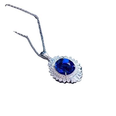 China High Quality Service S925 Sterling Silver Plated 18k Sapphire Necklace Gold Inlaid Exquisite Workmanship (With Certificate) for sale