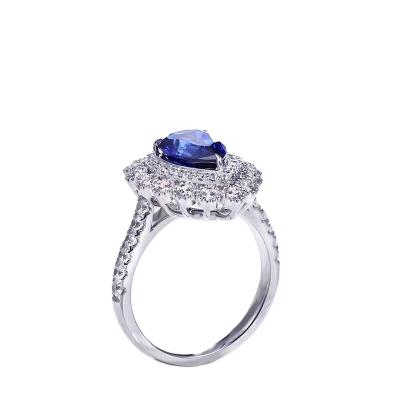 China Exquisite Type S925 Sterling Silver Plated 18k Gold New Workmanship Exquisite Price Mosaic Sapphire Ring (With Certificate) for sale