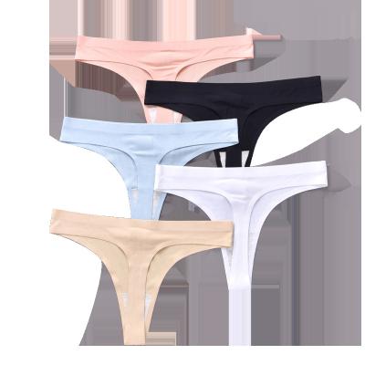 China Anti-Static CINVIK S-4XL Sexy Panties Women Thongs Plus Size Underwear Comfort G-String Solid Color Lady Briefs Low-Rise Intimates Lingerie for sale