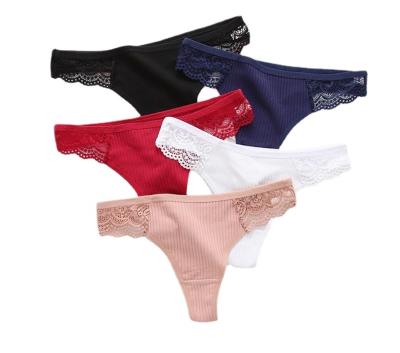 China Breathable Women's Lace Thongs S-XL Cotton G-string Sexy Panties Low Waist Briefs Underwear Female Lingerie Intimate Pants Tangas for sale