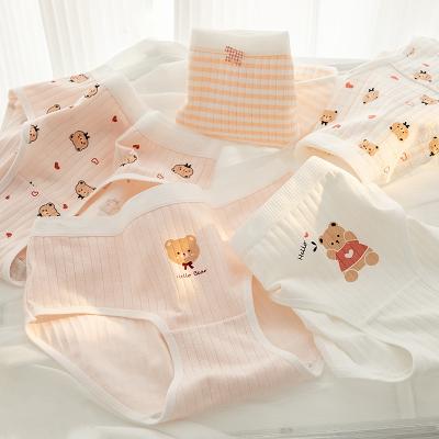 China QUICK DRY Women's Cute Little Bear Girl Underwear Pure Cotton Breathable And Comfortable Middle Waist And Buttocks Student Triangle Pants for sale