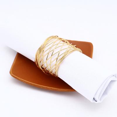 China Rustic Dinner Table Decorations Napkin Rings Wedding Supplies Round Wedding Napkin Ring Gold, Set of 6 for sale