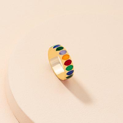 China InsSame TRENDY as fashion bloggers all-match personalized oil dripping ring for womeninsTrendy enamel designer color model ring fine for sale