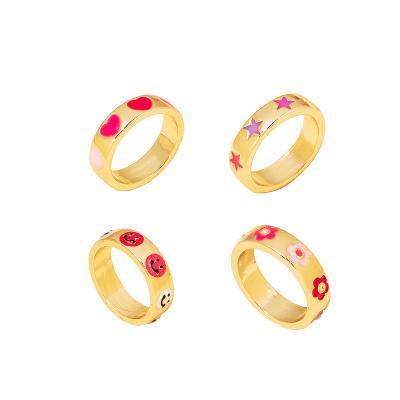 China FASHIONABLE Japan and South Korea fashion face ring street shooting fun love simple cute smile female ring retro for sale