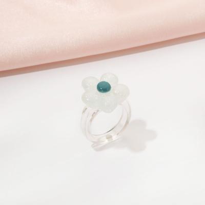 China New fashion 2021Trendy hot simple Internet Japanese female ring tide in Europe and America flower and KoreaninsCute ring resin fun for sale