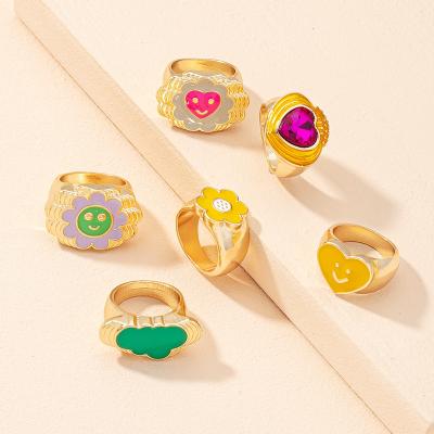 China Japanese and Korean simple love ring Fashion Statistical style female niche Europe and America new trend cute fun ring for sale