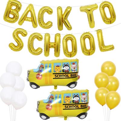 China Christmas Back To School Party Decoration Foil Balloon Set Back To School School Bus Balloon Package Wholesale for sale