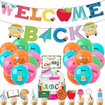 China Birthday Welcome Back to School Banner Latex Balloons Cupcake Toppers Decor Set Day 1st of School Party Supplies Set Party Supplies for sale