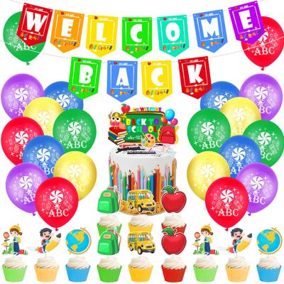 China Back To School Back To School Theme Party Supplies Banner Balloon Cake Topper Back To School Party Welcome Back Decoration for sale