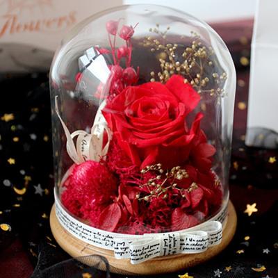 China Wholesale Immortal Rose Eternal Flower Preserved Flower Glass Dome Valentine's Day Gift for Christmas valentine gift for sale