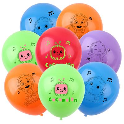 China 100pcs Christmas hot sale cocomelon theme balloon boys and girls birthday party decoration cute latex balloon RQ-02 for sale