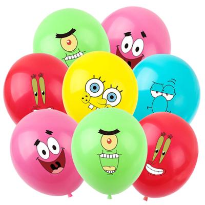 China 100pcs Birthday Theme Party Decoration Balloon 12 Inch Latex Balloon Children's Birthday Party Decoration Supplies Spongebob Cartoon for sale