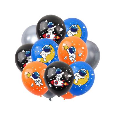 China Christmas 100pcs 12 inch birthday party astronaut space rocket latex wave point agate marble back to school balloon RQ-06 for sale