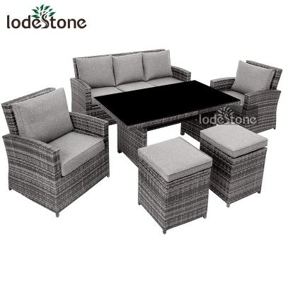 China KD Design 6pcs Best Selling Outdoor Wicker Sofa Set Garden Sofa Furniture for sale