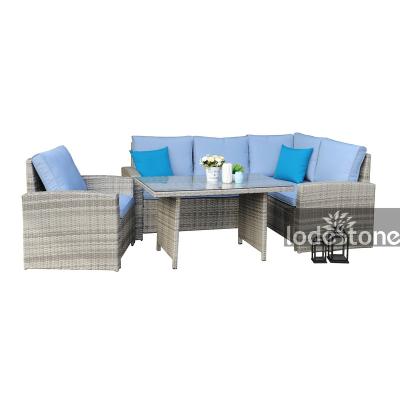 China KD Modern All Weather All Weather Sofa Garden Rattan Furniture Outdoor Sectional Wicker Dining Corner Sofa for sale