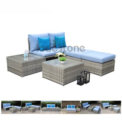 China 2018 New Weather Resistant Multifunctional Morden Designs Rattan Furniture Balcony Corner Sofa Set for sale