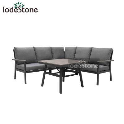 China Weather Resistant Hot Selling Aluminum Corner Sofa 4pcs Set , Platic Wood Table Top for sale