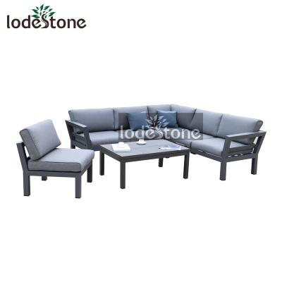 China 5pcs New Design All Weather Garden Sofa Set Aluminum Corner Lift Table Outdoor Furniture For 2020 for sale