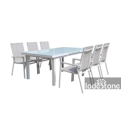 China Modern Outdoor Extension Table 7pcs Metal Extension Table And Chair Set Outdoor Aluminum Chair for sale